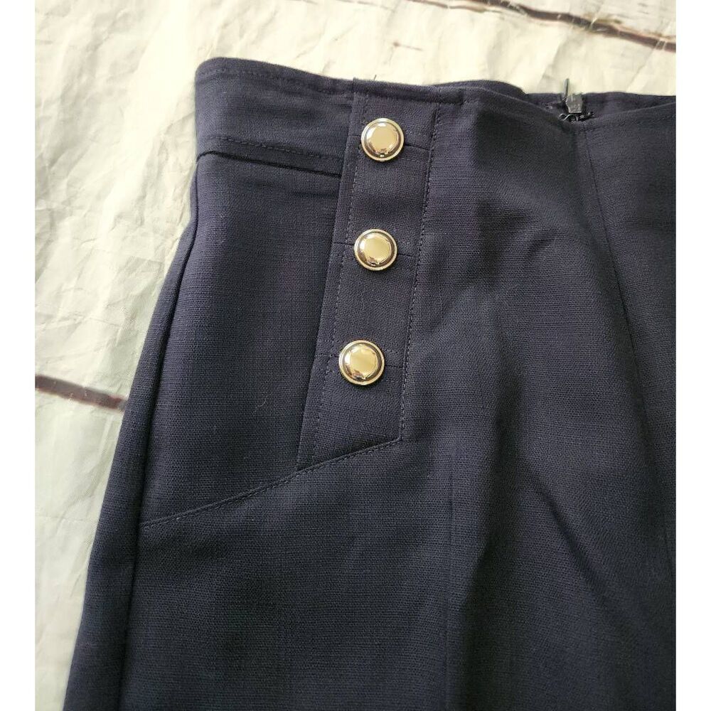 Marella Elisir High Rise Button Trousers Navy Blue Size 8 View 5